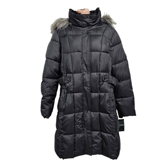 Lauren Ralph Lauren Jackets & Blazers - Ralph Lauren Faux-Fur-Trimmed Hooded Puffer Coat Women Size XL Charcoal